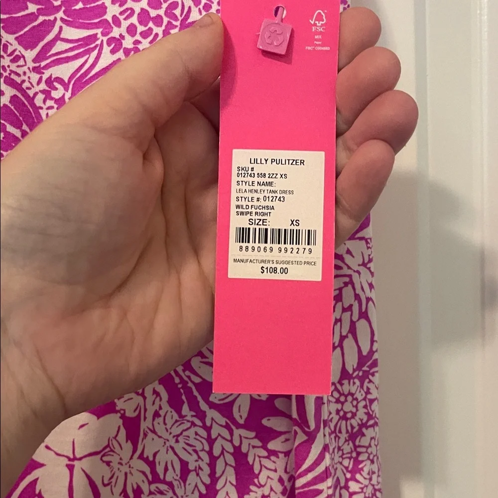 NWT! Lilly Pulitzer Pink and White Floral Mini Dress, Size XS - Picture 5 of 10